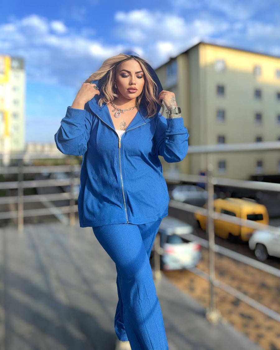 Спортен комплект от трикотаж с качулка - Twiggy Shop