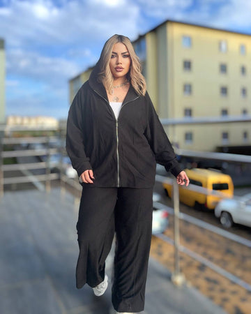 Спортен комплект от трикотаж с качулка - Twiggy Shop