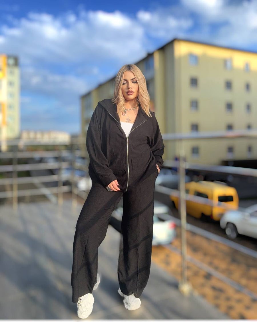 Спортен комплект от трикотаж с качулка - Twiggy Shop