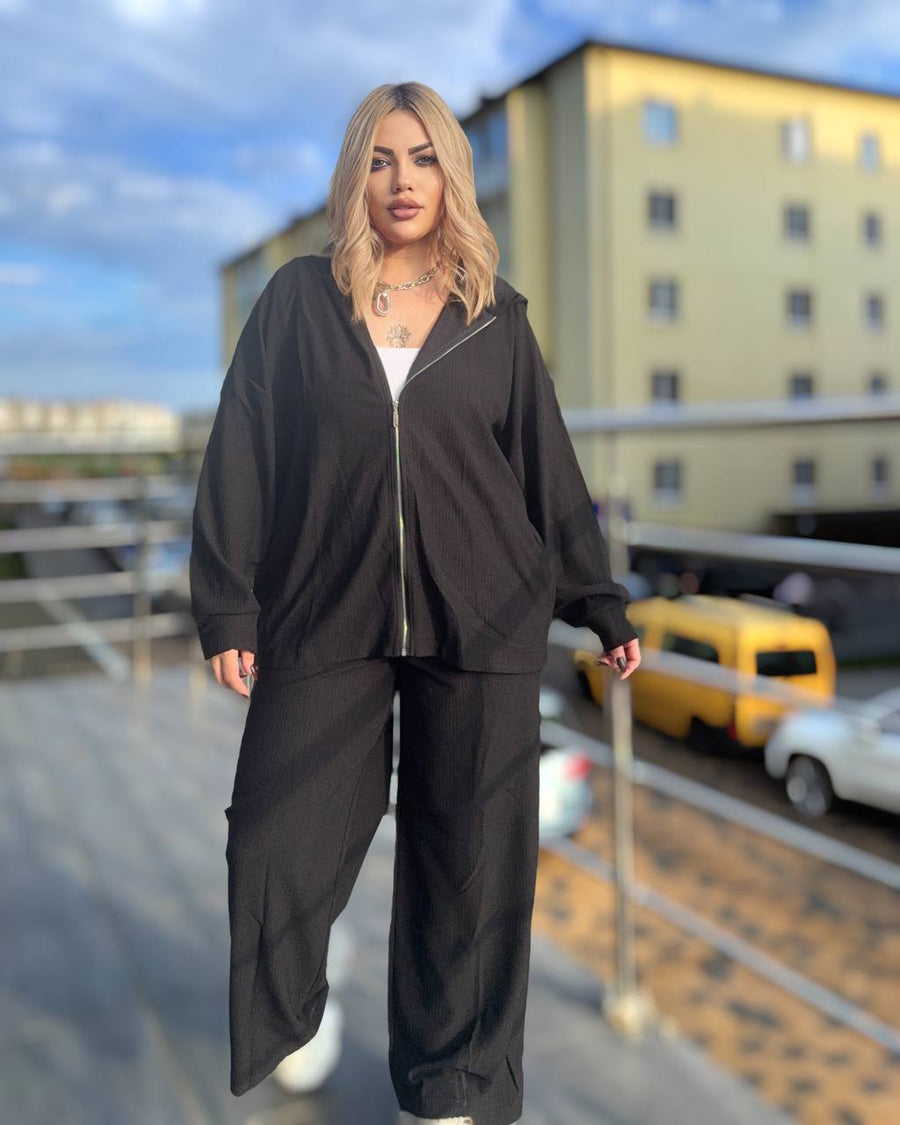 Спортен комплект от трикотаж с качулка - Twiggy Shop