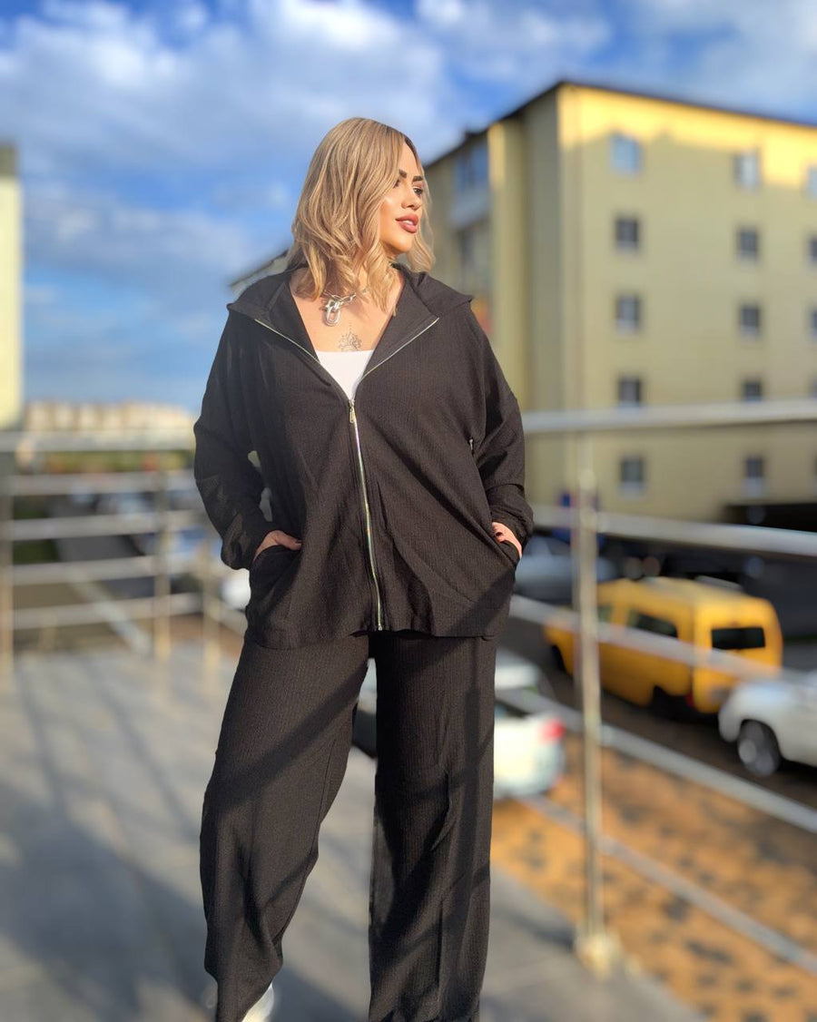 Спортен комплект от трикотаж с качулка - Twiggy Shop