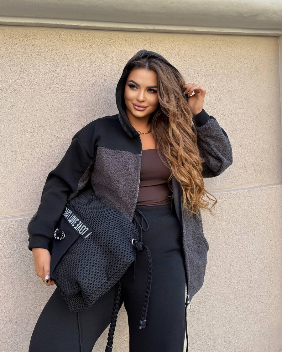 Ватиран комплект от трикотаж с каракул - Twiggy Shop