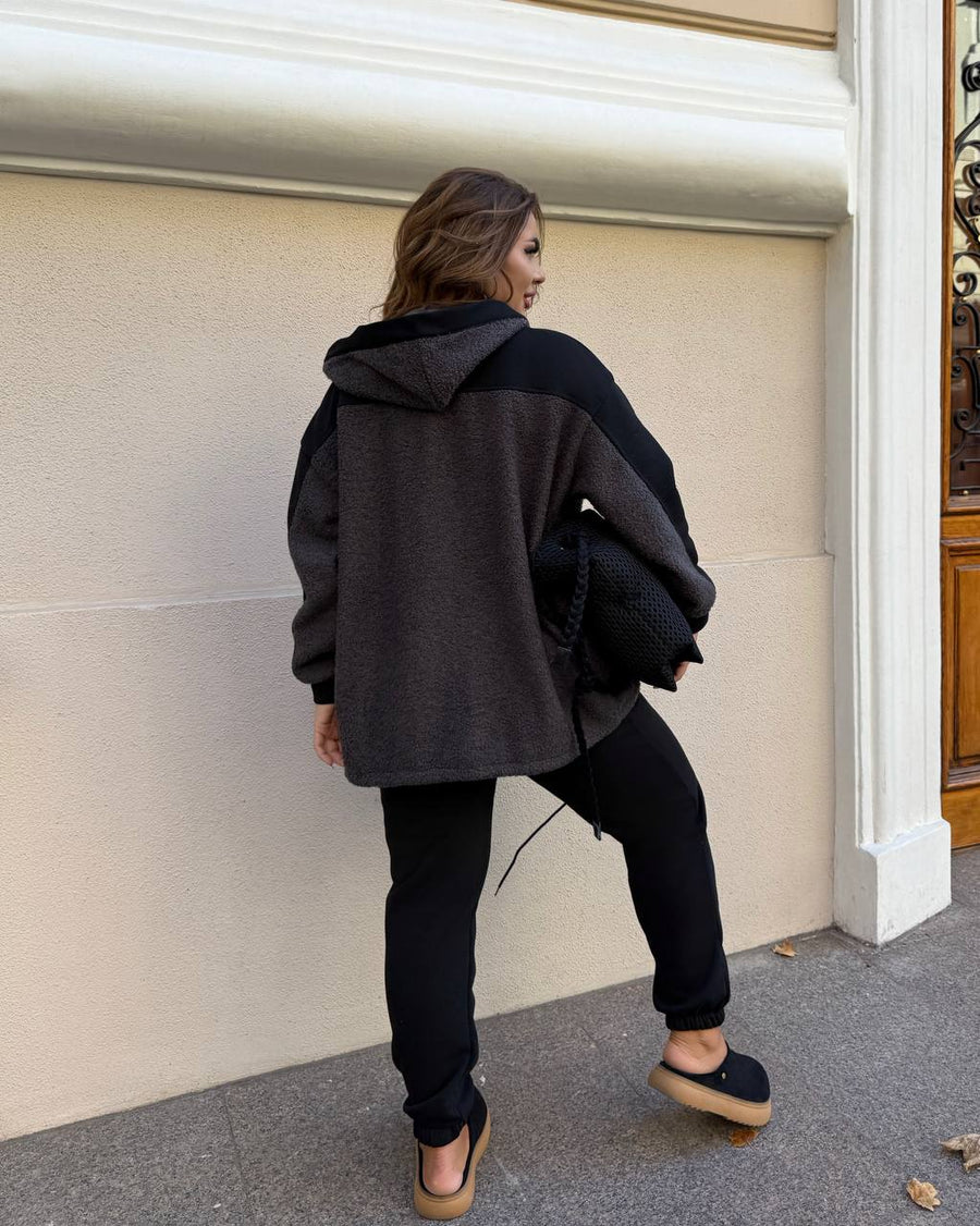 Ватиран комплект от трикотаж с каракул - Twiggy Shop