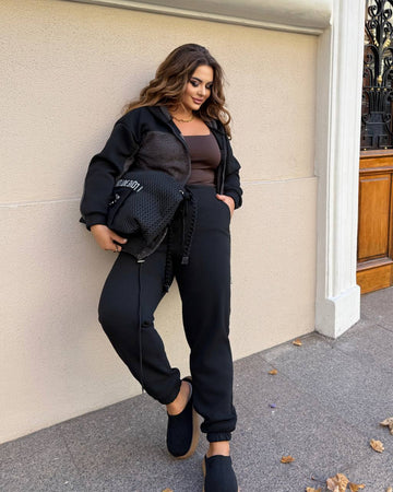 Ватиран комплект от трикотаж с каракул - Twiggy Shop