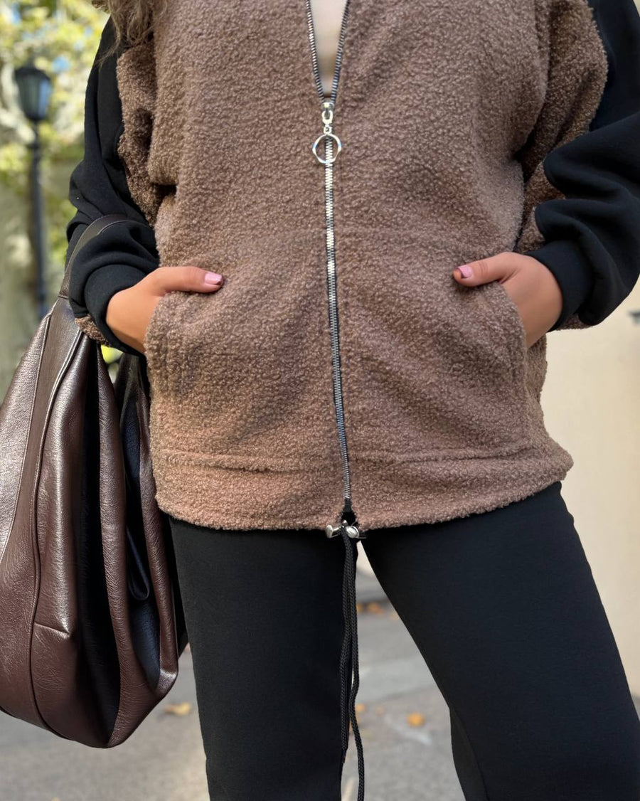 Ватиран комплект от трикотаж с каракул - Twiggy Shop