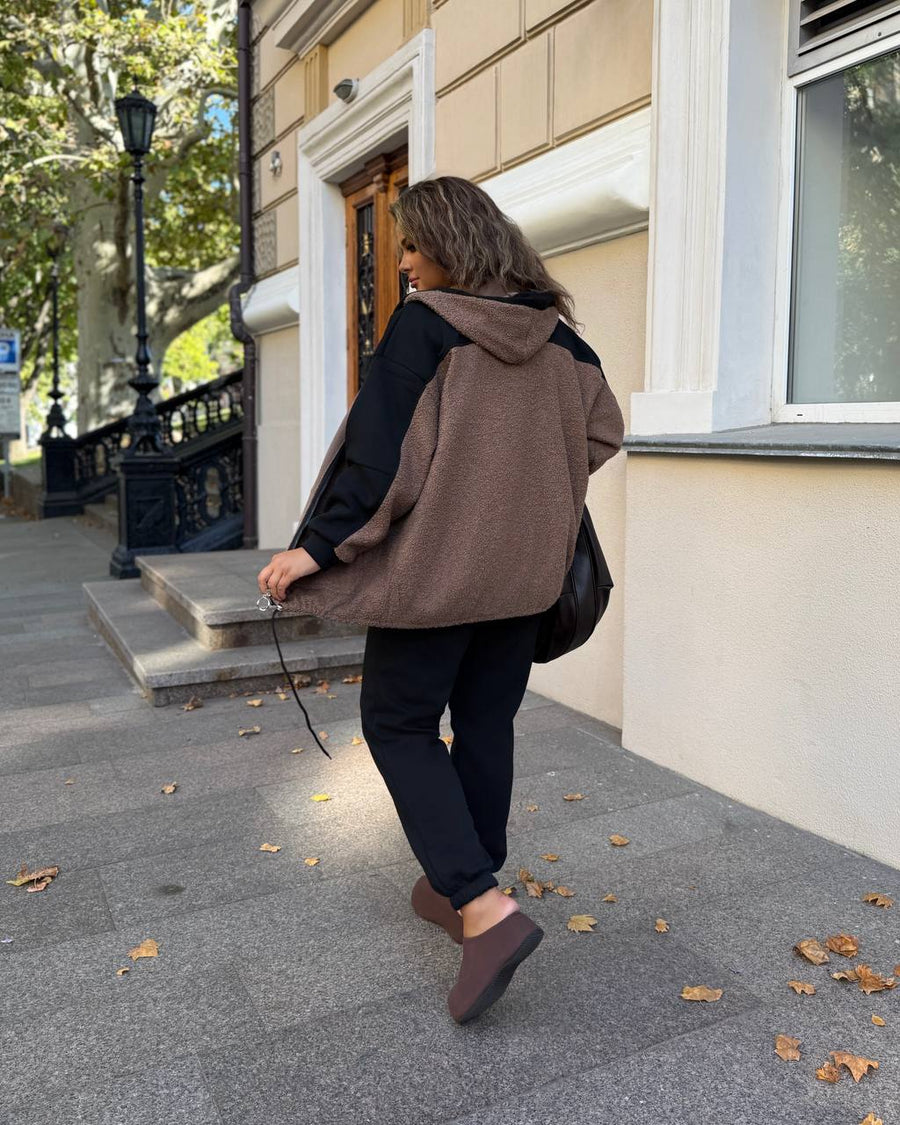 Ватиран комплект от трикотаж с каракул - Twiggy Shop