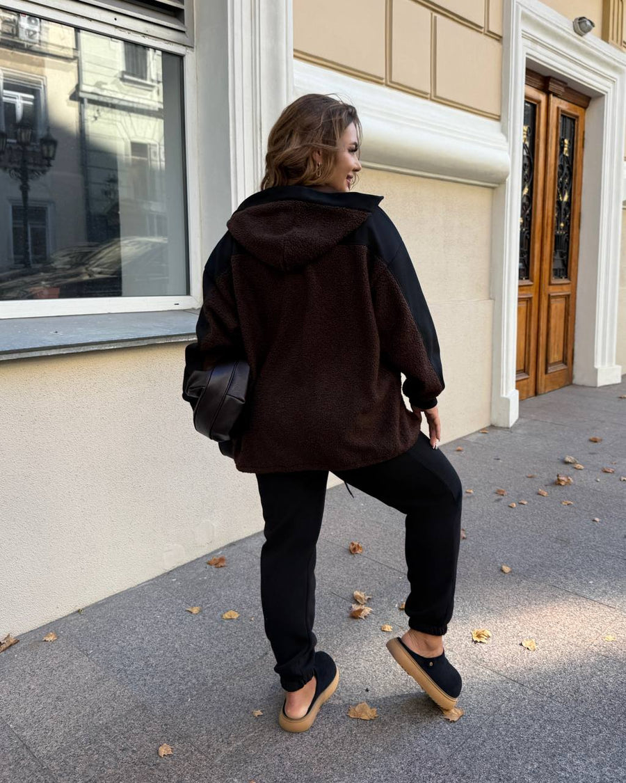 Ватиран комплект от трикотаж с каракул - Twiggy Shop