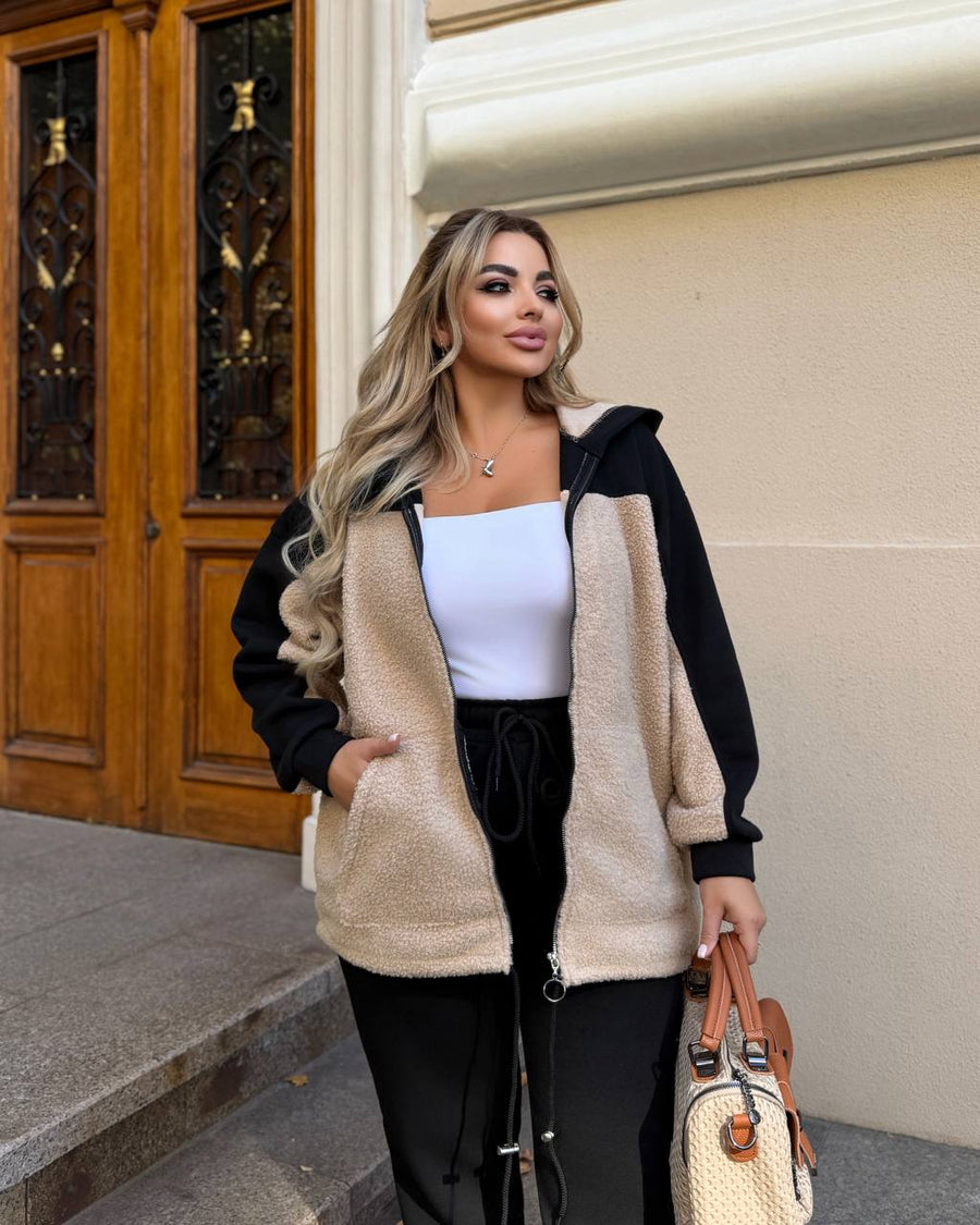 Ватиран комплект от трикотаж с каракул - Twiggy Shop