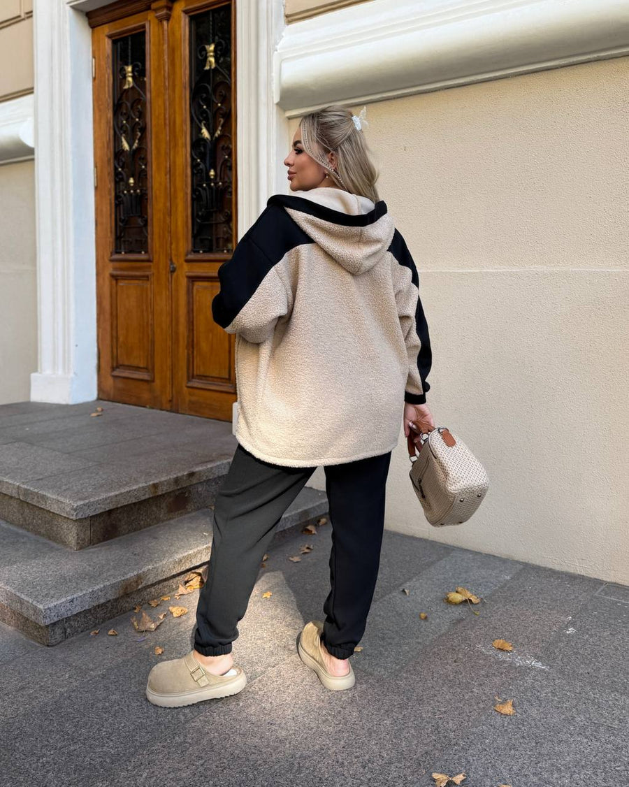 Ватиран комплект от трикотаж с каракул - Twiggy Shop