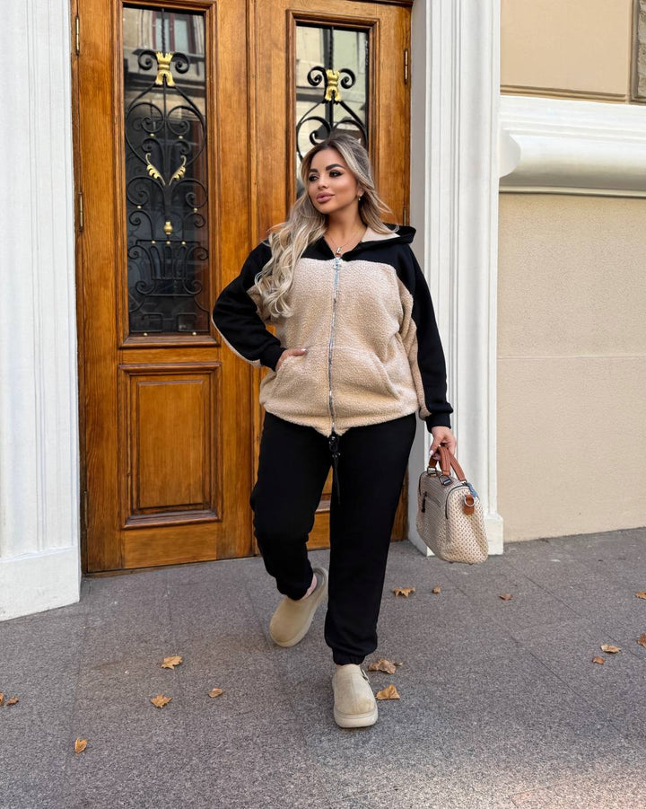 Ватиран комплект от трикотаж с каракул - Twiggy Shop