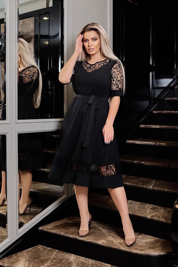 Разкроена рокля с мрежа - Twiggy Shop