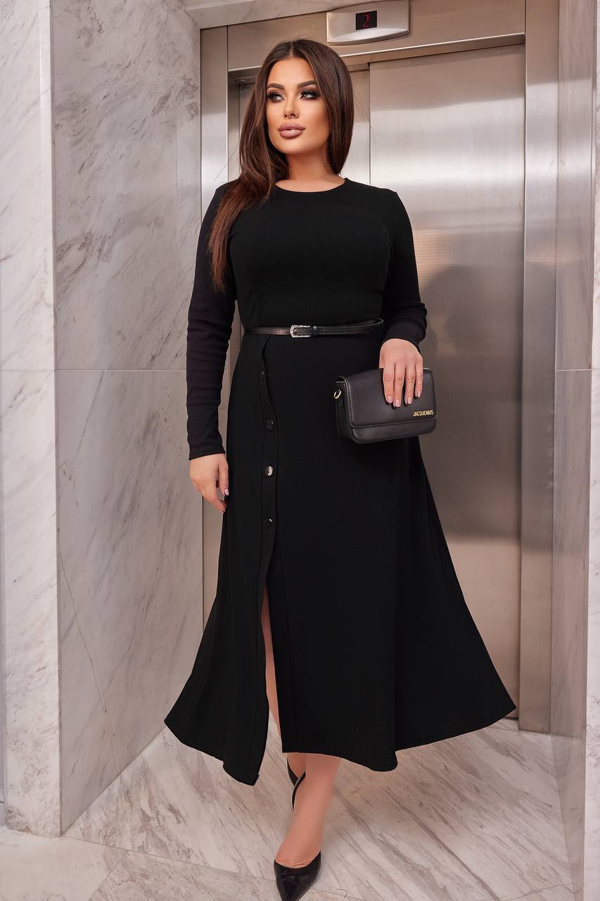 Миди рокля от рипсено трико - Twiggy Shop