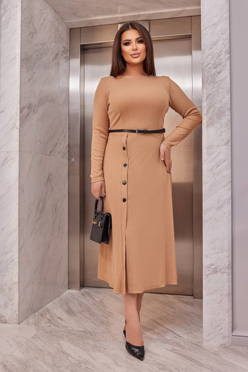 Миди рокля от рипсено трико - Twiggy Shop