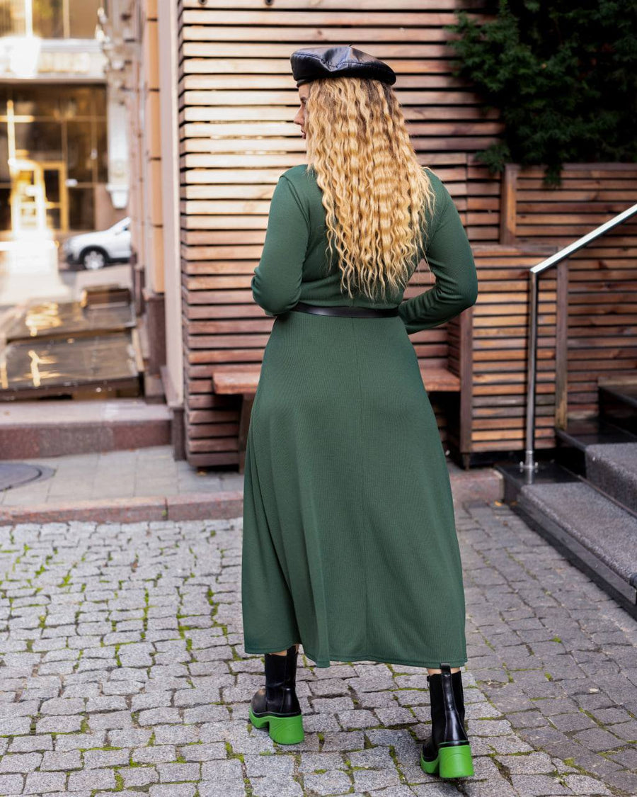 Миди рокля от рипсено трико - Twiggy Shop