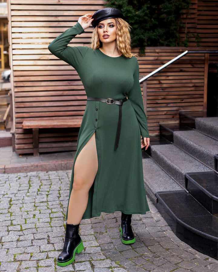 Миди рокля от рипсено трико - Twiggy Shop