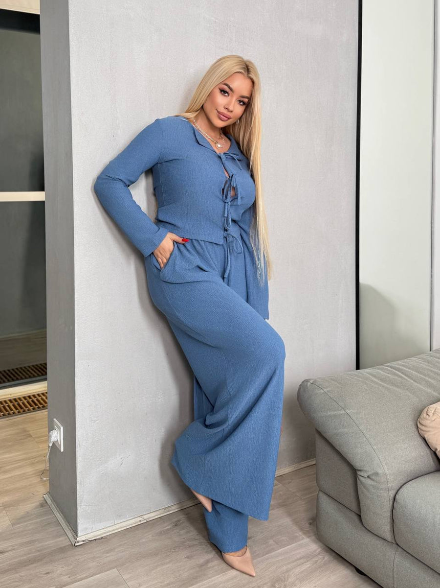 Комплект от блуза и широк панталон - Twiggy Shop