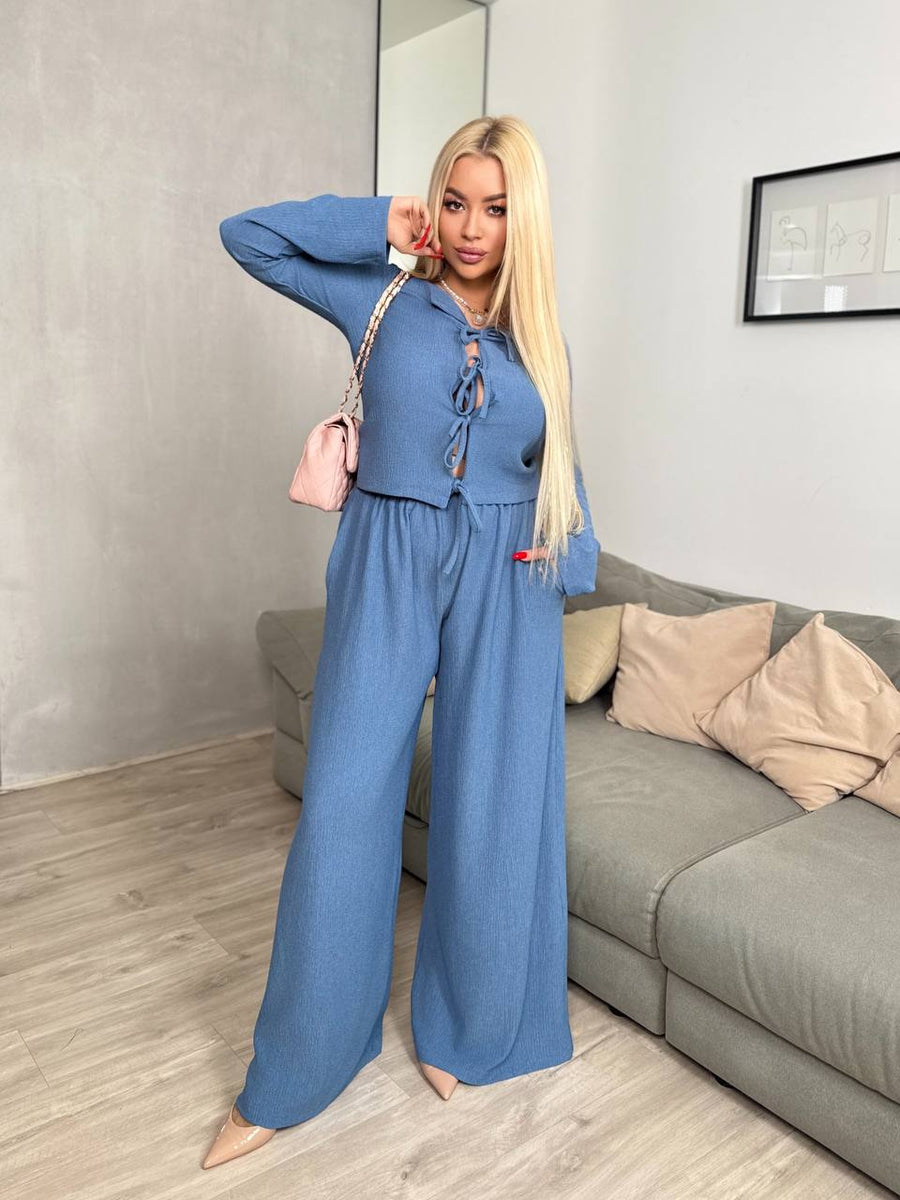 Комплект от блуза и широк панталон - Twiggy Shop