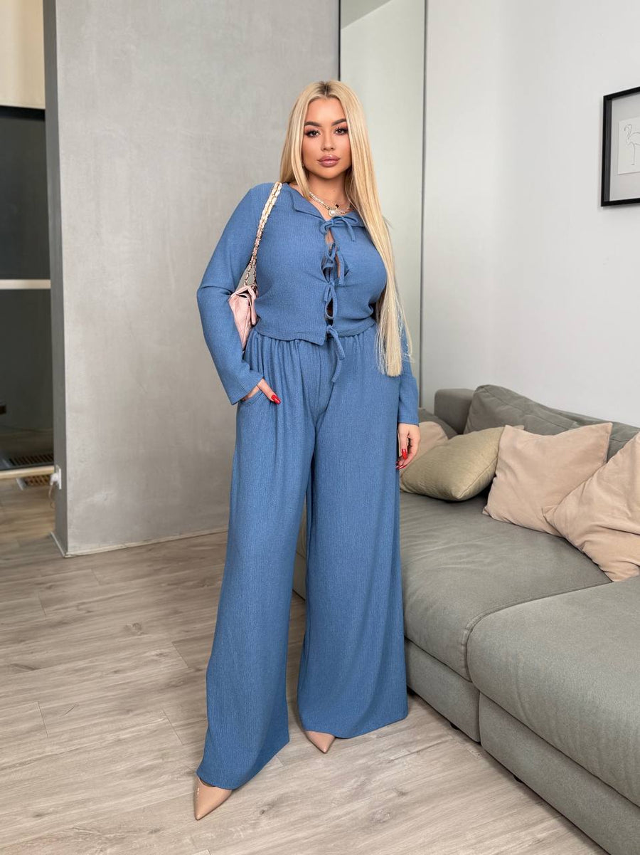 Комплект от блуза и широк панталон - Twiggy Shop