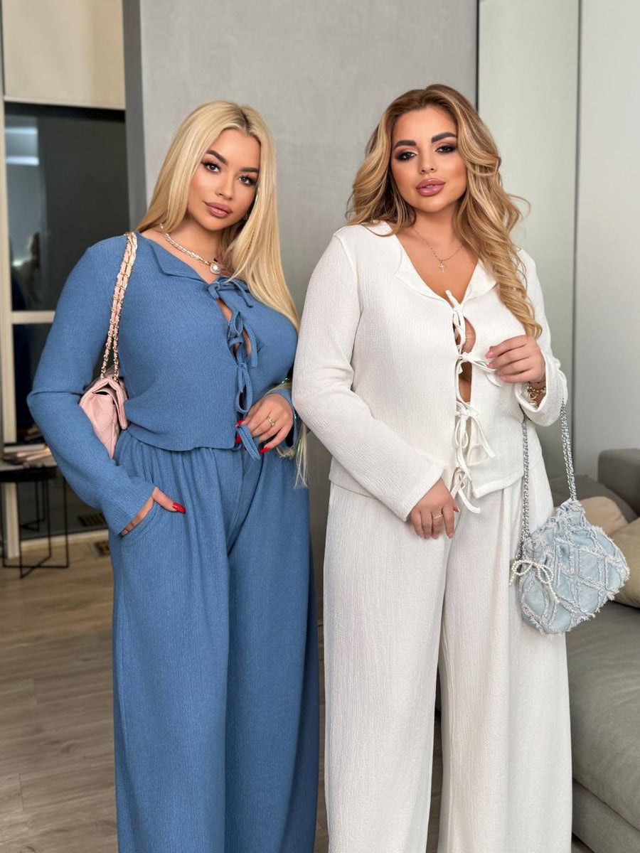 Комплект от блуза и широк панталон - Twiggy Shop