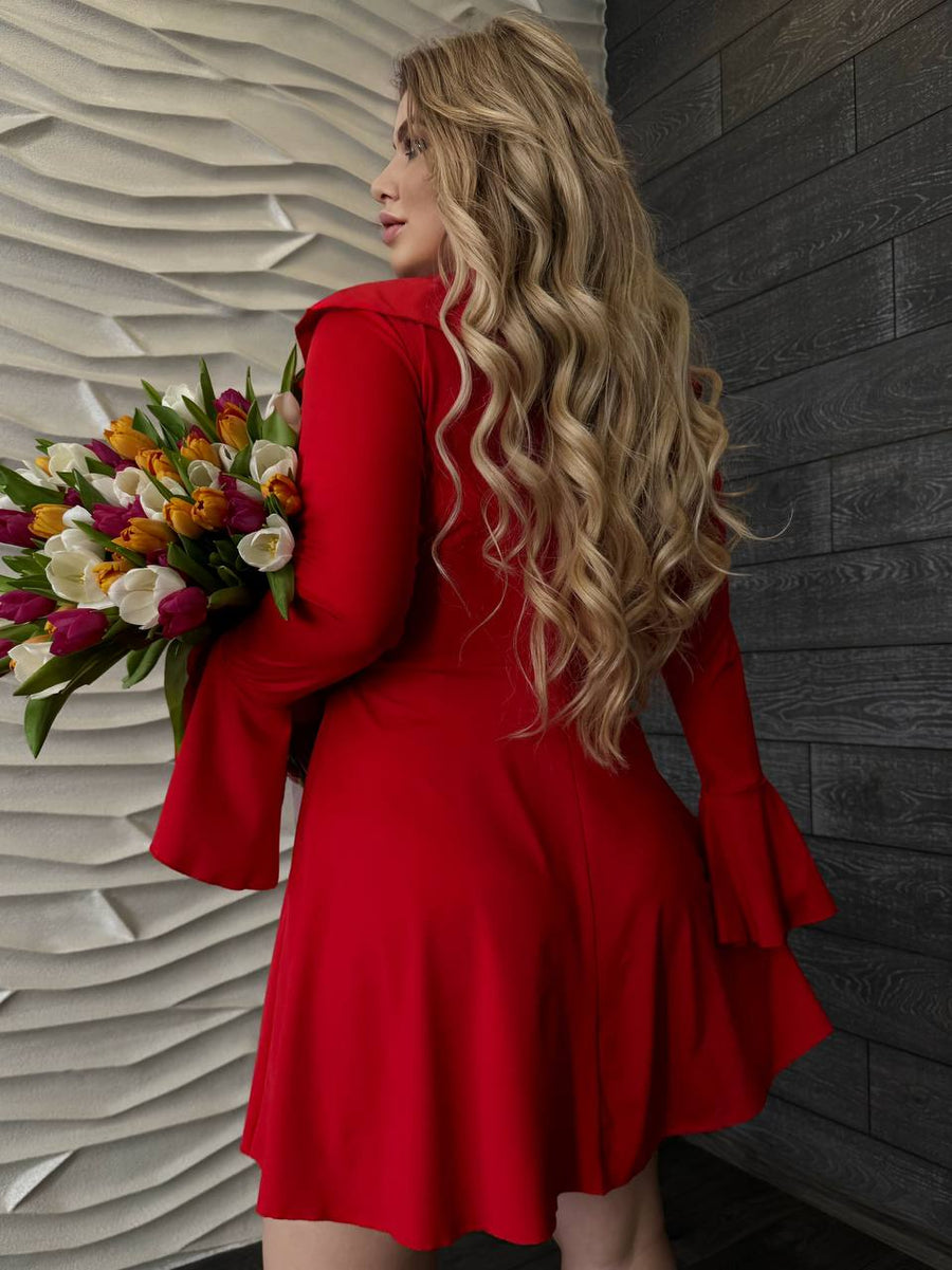 Рокля с тънки връзки и волани - Twiggy Shop