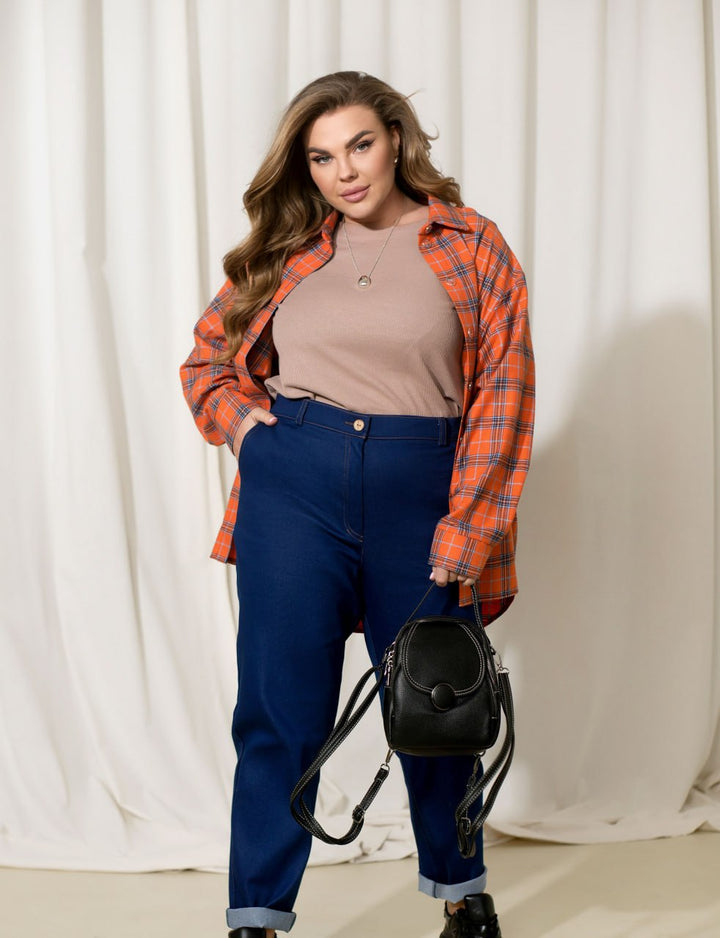 Дънки с висока талия и странични джобове - Twiggy Shop