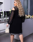 Къса рокля с мрежести ръкави - Twiggy Shop