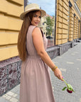 Ленена миди рокля
