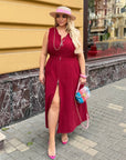 Ленена миди рокля