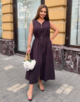 Ленена миди рокля