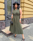Ленена миди рокля