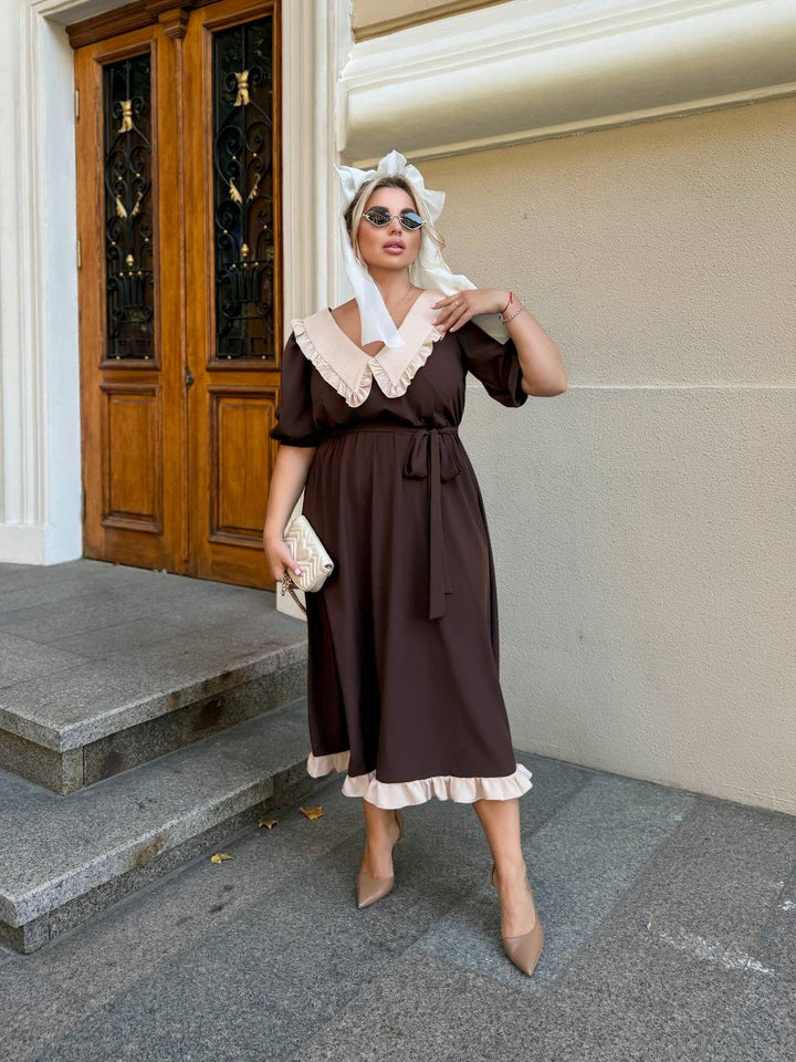 Рокля под коляното с яка - Twiggy Shop