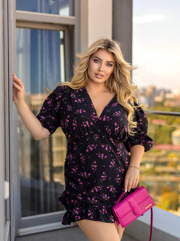 Къса рокля с буфан ръкав - Twiggy Shop