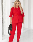 Short-sleeve blazer in polyester, viscose, and spandex fabric, featuring a tailored fit and classic design.
