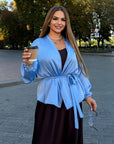Сатенено кимоно с колан