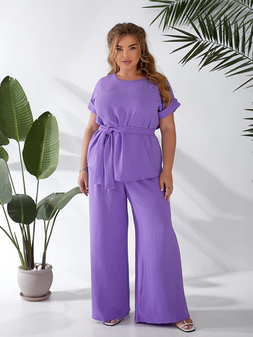 Комплект от блуза и широк панталон - Twiggy Shop