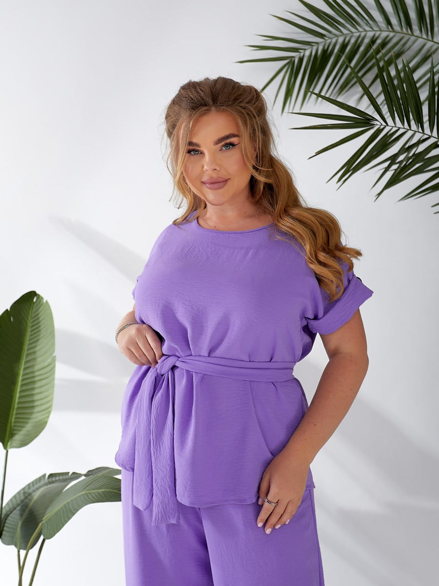 Комплект от блуза и широк панталон - Twiggy Shop