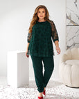 Комплект с блуза от флок материя - Twiggy Shop