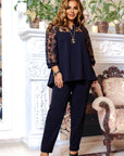 Комплект с блуза от флок материя - Twiggy Shop