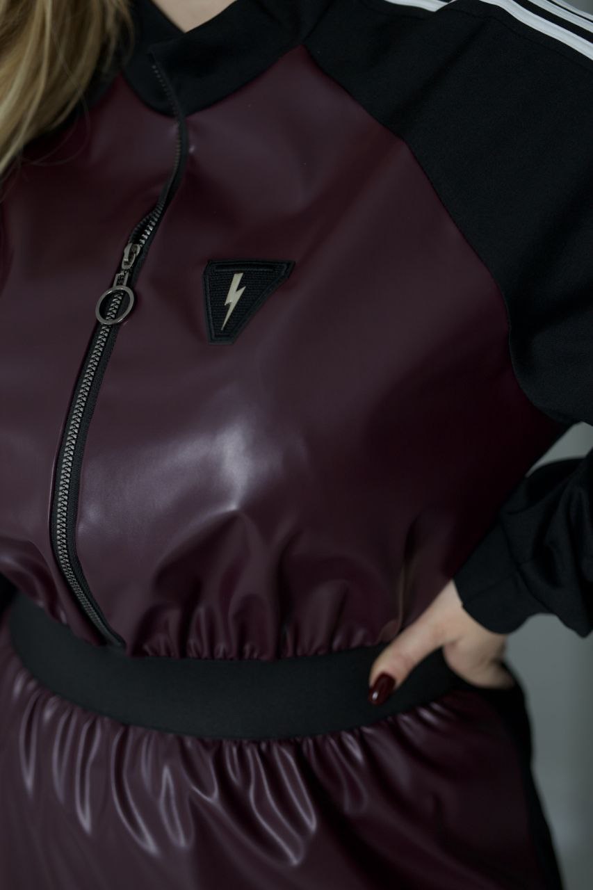 Рокля с кожени части