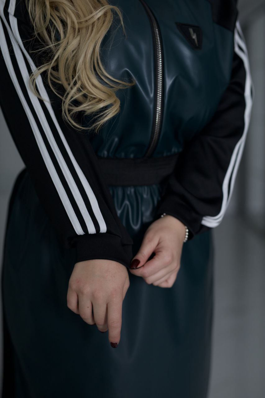 Рокля с кожени части