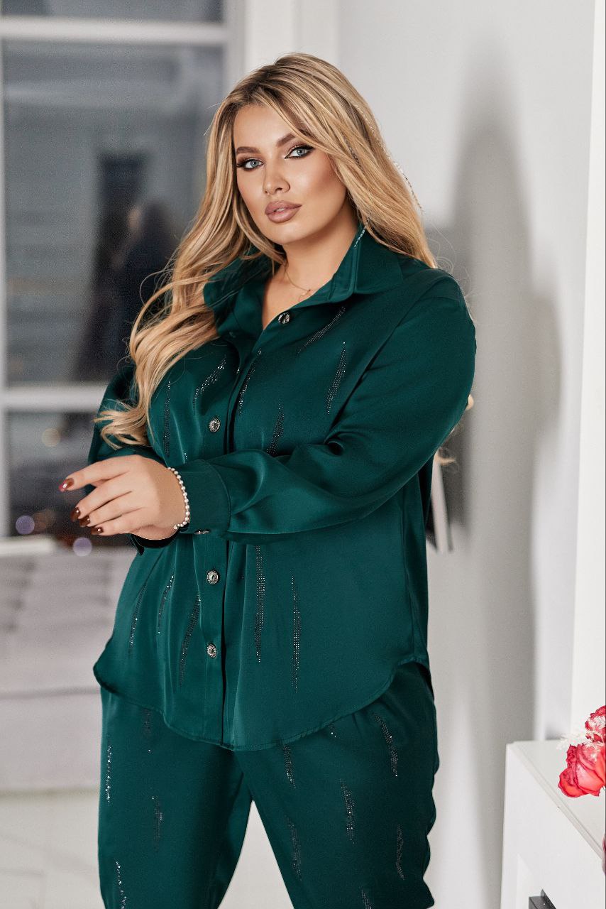 Сатениран комплект с камъни - Twiggy Shop