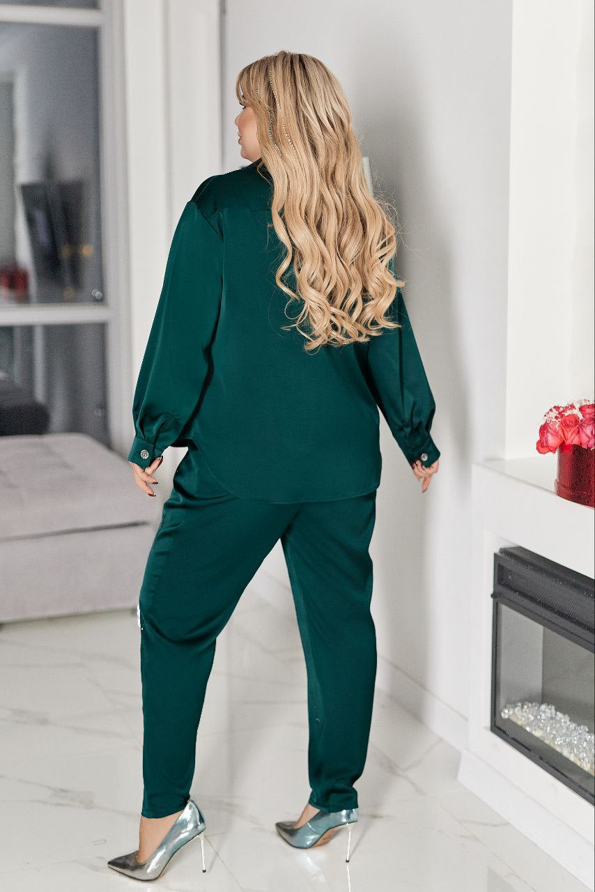 Сатениран комплект с камъни - Twiggy Shop