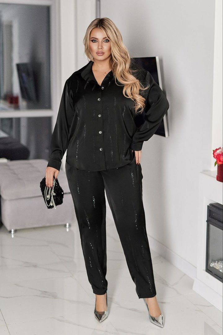 Сатениран комплект с камъни - Twiggy Shop