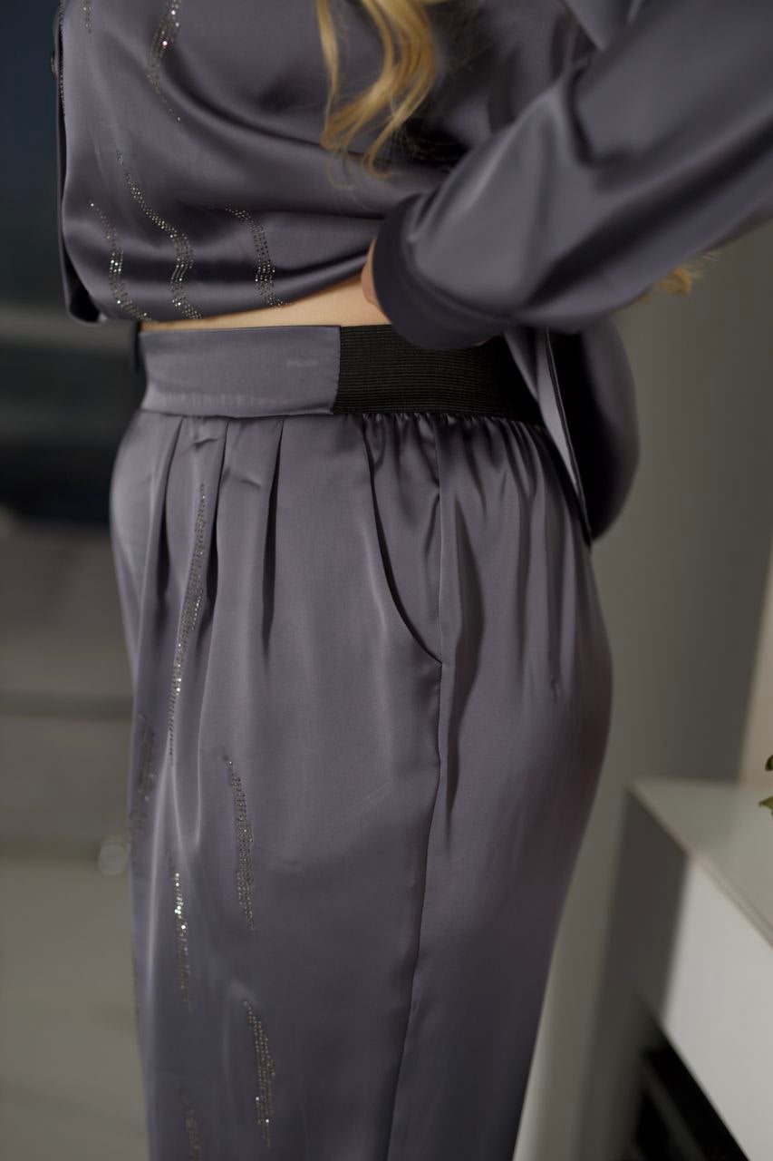 Сатениран комплект с камъни - Twiggy Shop