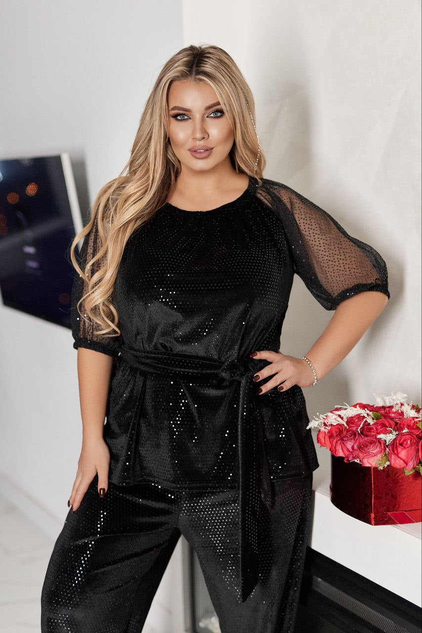 Кадифен комплект с блясък - Twiggy Shop