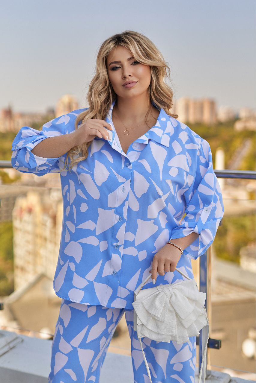 Принтиран комплект от риза и панталон - Twiggy Shop