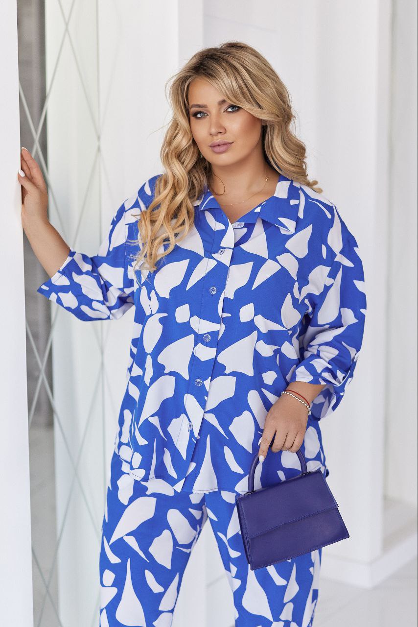 Принтиран комплект от риза и панталон - Twiggy Shop