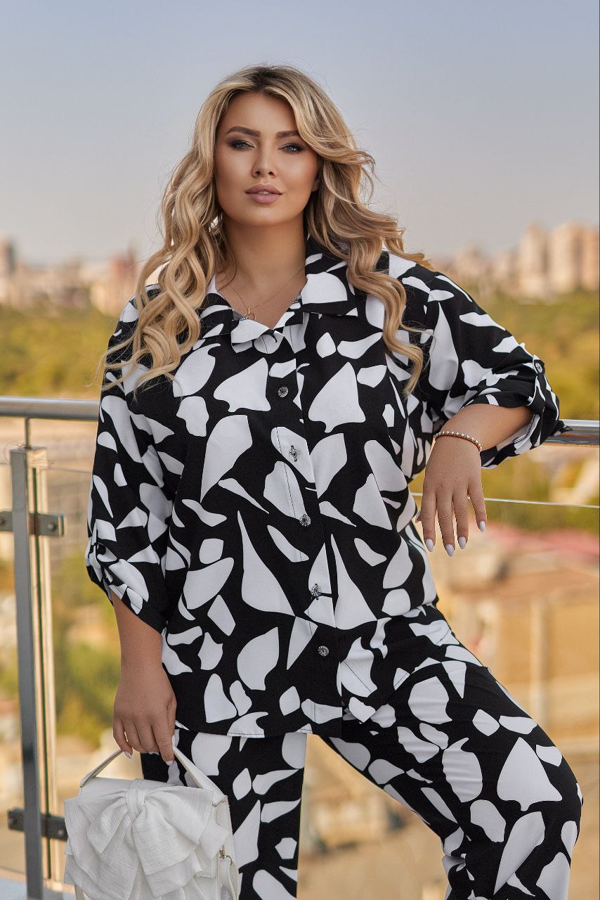 Принтиран комплект от риза и панталон - Twiggy Shop