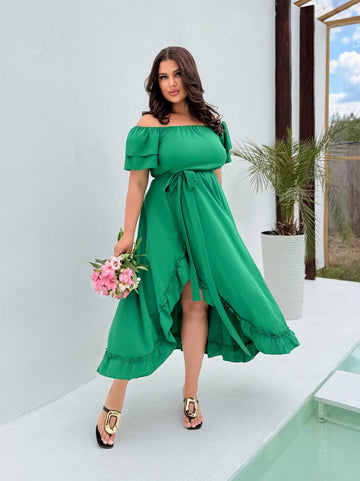Дълга рокля от софт с волани - Twiggy Shop
