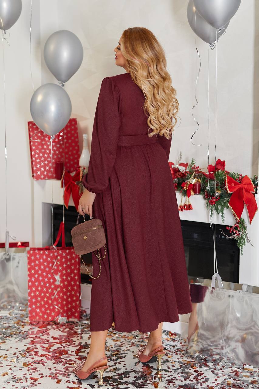 Разкроена рокля с колан - Twiggy Shop